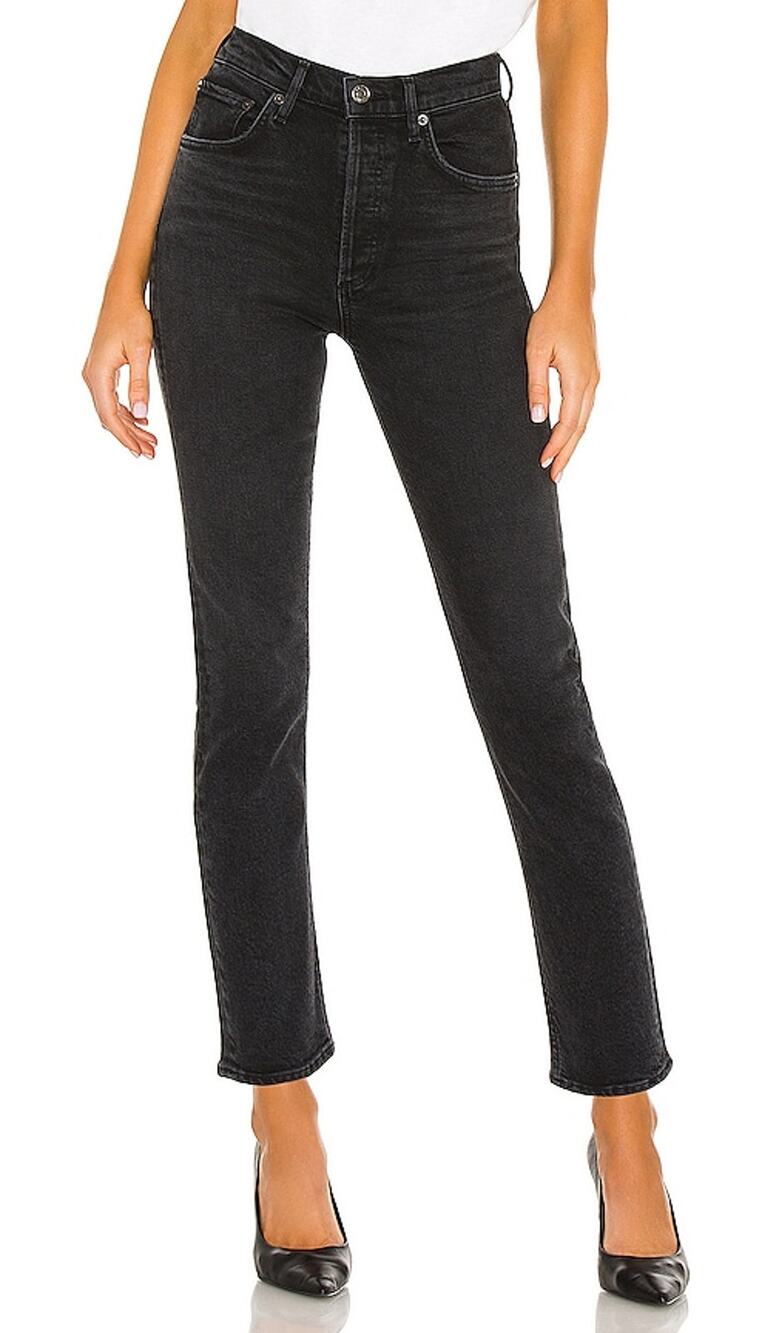 Agolde High Rise Black Riley Denim Jeans Size 28